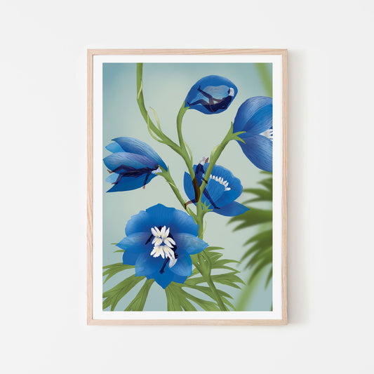 Wild Women of the Flowers - Delphiniums - A4 Print